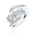 Fashion Elegant Adjustable Flowers with Diamond Forefinger Rings Women Jewelry