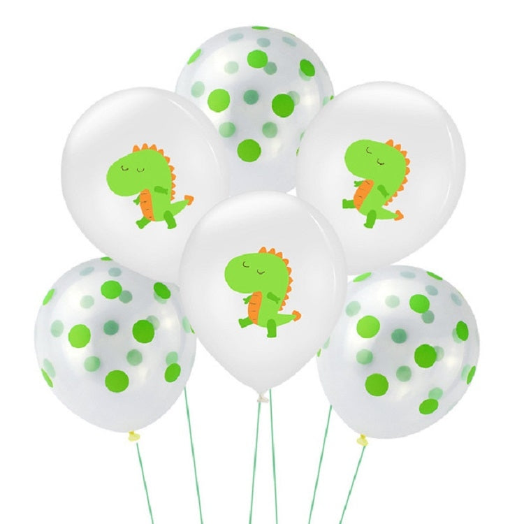 Birthday Party Dinosaur Latex Sequin Balloon Party Atmosphere Decoration Dinosaur Set, Dinosaur Green Sequins, Dinosaur Green Dots, Dinosaur Champagne Gold Glitter, Dinosaur Green Agate Balloons, Dinosaur White Dots, Sequin Bouquet Set                 ...