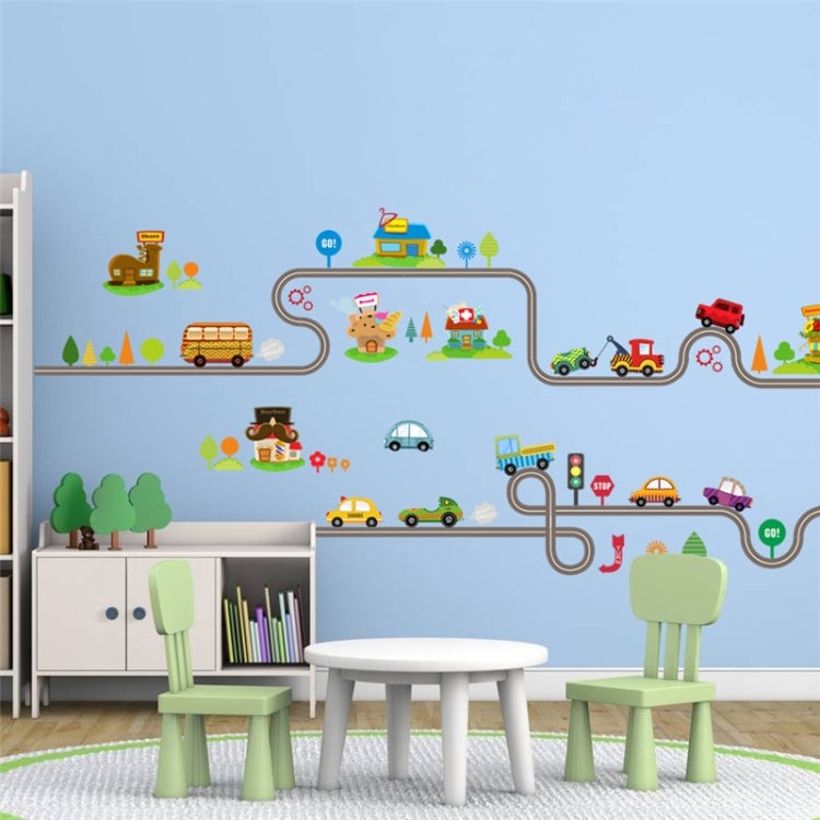 Cartoon Track Car Children Bedroom Wall Stickers Decorative Green Wall Stickers, ZY082, ZY083