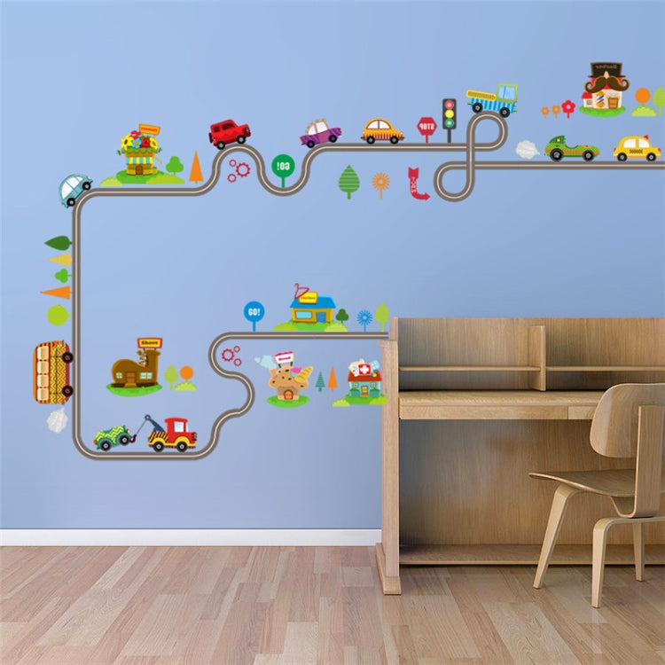 Cartoon Track Car Children Bedroom Wall Stickers Decorative Green Wall Stickers, ZY082, ZY083