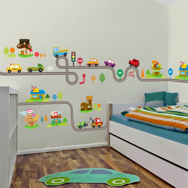 Cartoon Track Car Children Bedroom Wall Stickers Decorative Green Wall Stickers, ZY082, ZY083