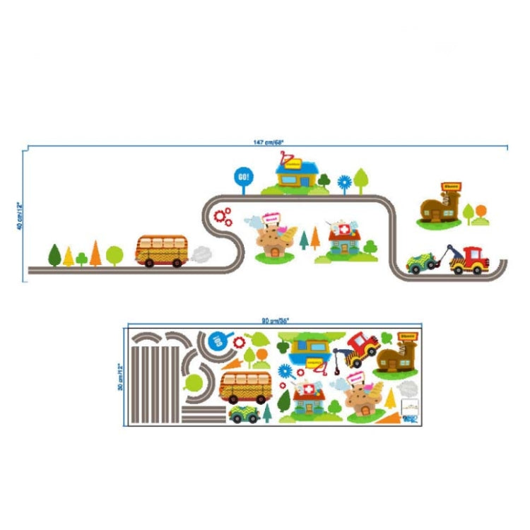 Cartoon Track Car Children Bedroom Wall Stickers Decorative Green Wall Stickers, ZY082, ZY083