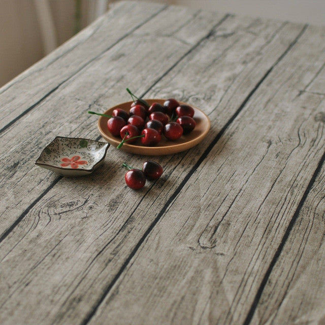 Vintage Popular Table Cloth Linen Rectangular Tablecloth Wooden Grain Dustproof Restaurant Table Cover, 50x70cm, 70x70cm, 90x90cm, 100x140cm, 140x140cm, 140x180cm, 140x200cm, 140x220cm