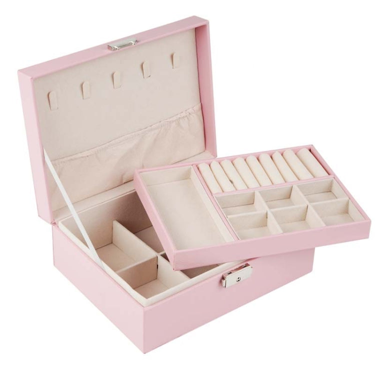 Portable Leather Jewelry Storage Box Necklace Ring Watch Storage Box, Single Layer, Double Layer