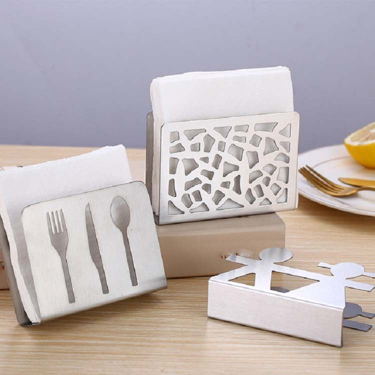 Restaurant Hotel Napkin Nolder Paper Towel Holder Stainless Steel Square Towel Holder, Tableware (Sanding), Grilles (Sanding), Grilles (Bright Light), Plant (Sanding), Lovers (Sanding)