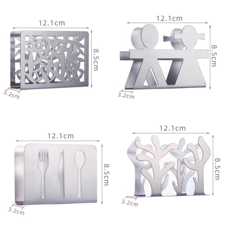 Restaurant Hotel Napkin Nolder Paper Towel Holder Stainless Steel Square Towel Holder, Tableware (Sanding), Grilles (Sanding), Grilles (Bright Light), Plant (Sanding), Lovers (Sanding)