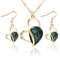 Cute Heart Shaped Crystal Stud Necklace Jewellery Set
