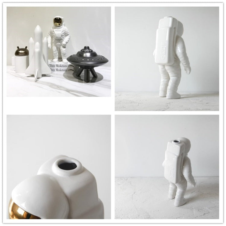 Astronaut Ceramic Model Dried Flowers Ceramic Vase for Tabletop Decor Tool, Walking, Walk, Salute
