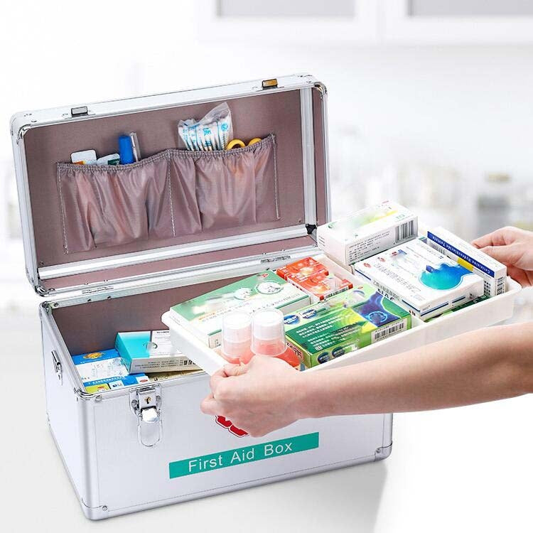 Emergency Aluminum Medicine Cabinet for Household Aluminum Alloy Medicine Box Enterprise, 12 inch Mdeium, 16 inch Extra Large