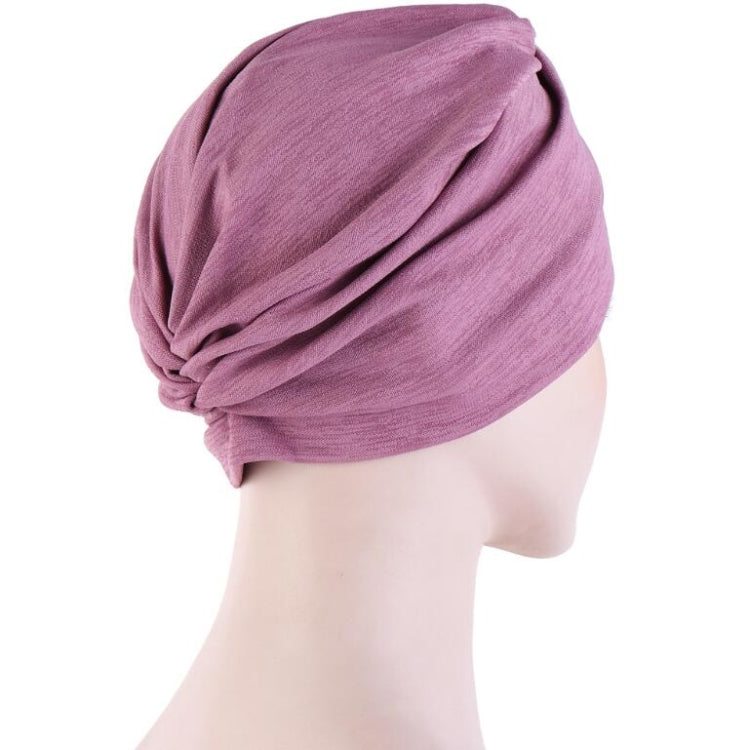 Women Forehead Fold Pearl Decorative Hooded Cap Turban Hat, One Size