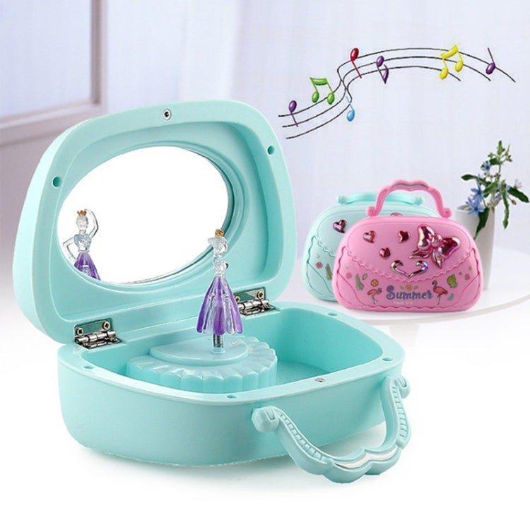Creative Ballet Girl Handbag Design Music Jewelry Box, Pink, Green