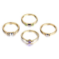 4 PCS Women Vintage Bohemian Crystal Zircon Ring Set, 6, 7, 8, 9, 5, 10