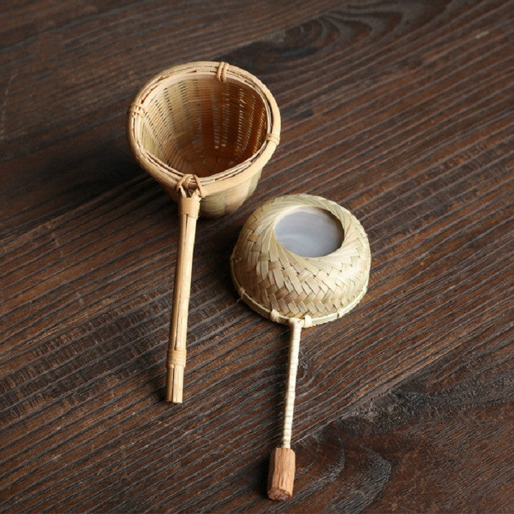 Bamboo Woven Creative Filter Reusable Filter Tea Colander Gadget, Bamboo Root Tea Leak, Bamboo Pole Gauze Plum Tea Leak, Bamboo Pole Hole Tea Leak, Rattan Tea Drain with Handle, Bamboo Woven Tea Leak, Bamboo Basket Tea Leak