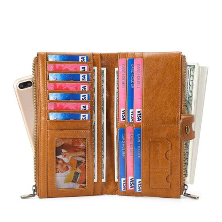 Ladies Genuine Leather Long Wallet Anti-theft Card Bag Multifunctional Clutch Bag