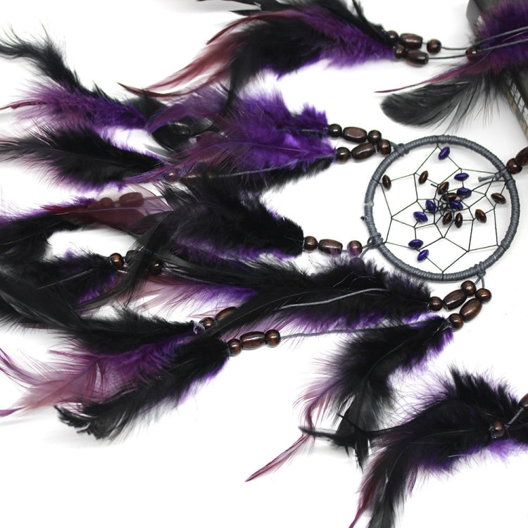 Creative Weaving Crafts Purple Feather Beads Dream Catcher Wall Hanging Jewelry, Purple Feather  Beads Dream Catcher