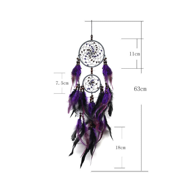 Creative Weaving Crafts Purple Feather Beads Dream Catcher Wall Hanging Jewelry, Purple Feather  Beads Dream Catcher