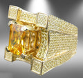 Men Luxurious Microencrusted Zircon Ring, Gold