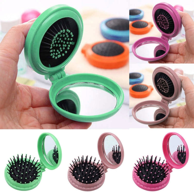 10 PCS Portable Round Pocket Small Size Travel Massage Folding Comb Hair Brush, Random Color