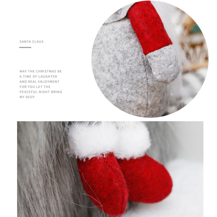 Cute Sitting Faceless Long-legged Elf Doll Christmas Decoration, Green, Grey, Red