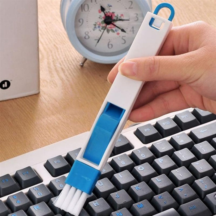 2 PCS  Mini Cleaning Brush with Detachable Dustpan for Window Groove Keyboard Corner Crannies, 2 PCS Blue, 2 PCS Black