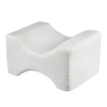 Orthopedic Memory Foam Knee Wedge Pillow for Sleeping Sciatica Back Hip Joint Pain Relief Contour Thigh Leg Pad Support Cushion, White, White+bandage, Navy blue grid+bandage