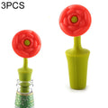 3 PCS Creative Wine Drink Preservation Stopper Flower Silicone Wine Stopper, 3 PCS Rose Stopper, 3 PCS Red Sun Flower Beer Stopper, 3 PCS Leaf Beer Stopper