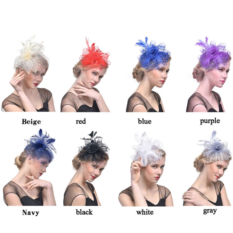 Handmade Bride Mesh Hair Accessories Wedding Photo Hat Headwear, Red, Blue, Navy, Black, White, Gray, Pink, Beige