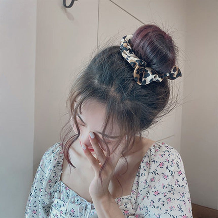 2 PCS Velvet Leopard Hair Ring Gold Velvet Headband Flannel Hair Band Hairball Hair Pocket Flower, Leopard Print, Black and White dots, Piebald, Black and White Geometry, Fine Leopard Print