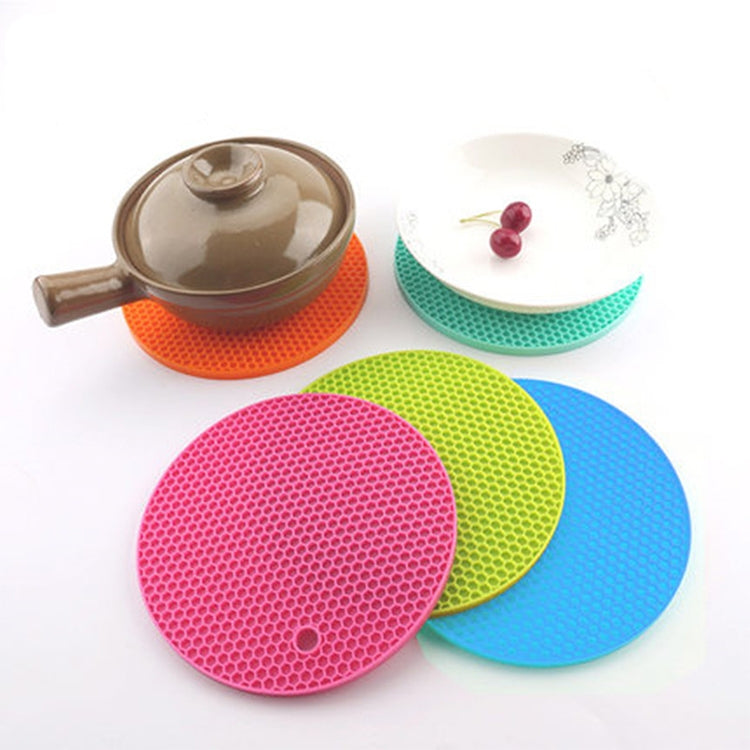 Honeycomb Silicone Round Non-slip Heat Resistant Mat, Size: 18x18x0.8cm, Honeycomb Silicone Mat