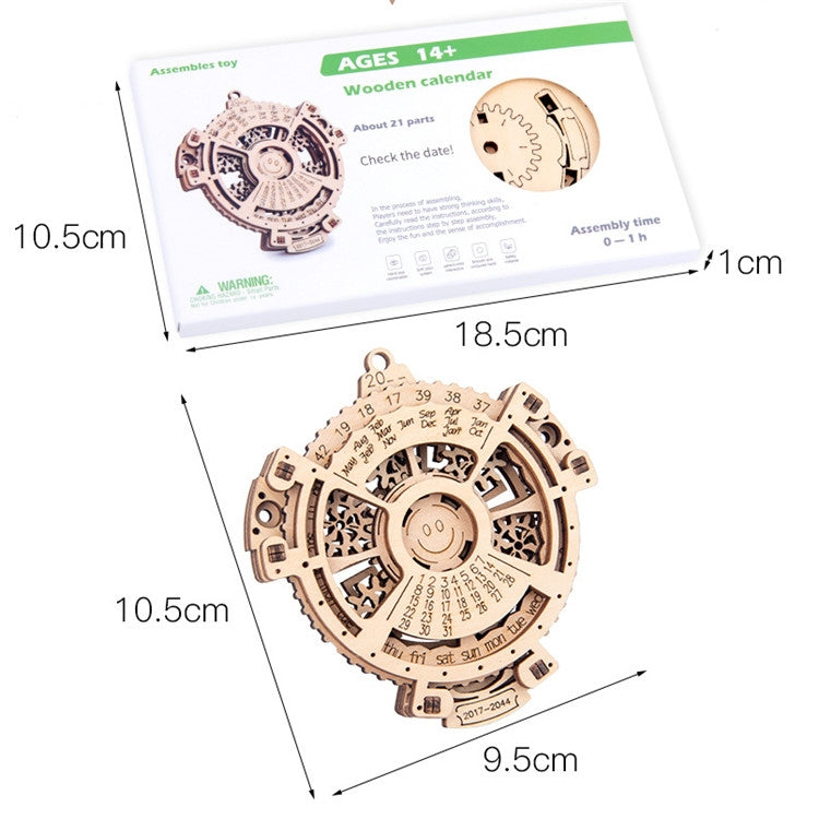 Children Wooden Mechanical Gear Perpetual Calendar 3D Puzzle Model DIY Assembled Toys, Wooden DIY Assembled Toys