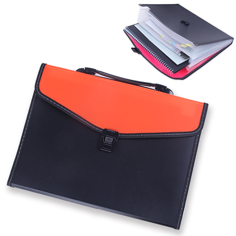 Portable 12-Layer File Pocket A4 Expanding File Classified Folder PP Storage Clip Ticket Package, Blue, Green, Orange, Red, Fluorescence Yellow