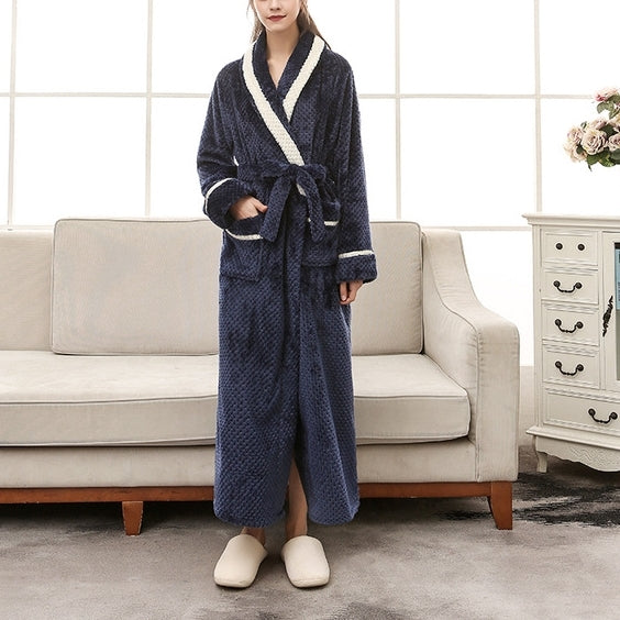 Couple Models Thick Warm Long Paragraph Large Size Terry Cloth Bathrobe, Female M, Male M, Female XL, Female XXXL