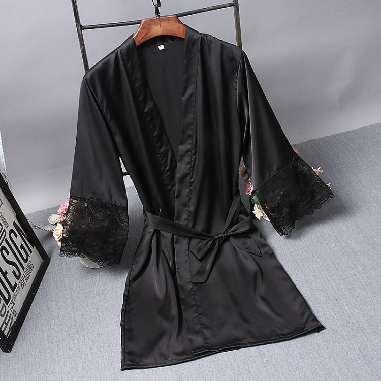 Robes  Elegant Sleepwear Sexy Lace Women Dressing Kimono Silk Bath Robe, XL, XXL, M, L