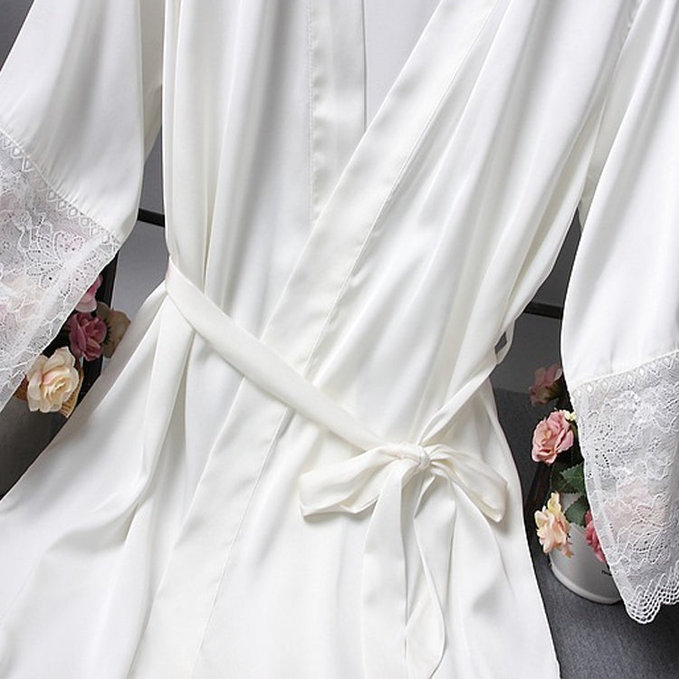Robes  Elegant Sleepwear Sexy Lace Women Dressing Kimono Silk Bath Robe, XL, XXL, M, L