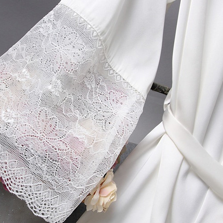 Robes  Elegant Sleepwear Sexy Lace Women Dressing Kimono Silk Bath Robe, XL, XXL, M, L