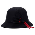 Autumn and Winter Ladies Pot Cap Woolen Top Hat with Flower Decoration, One Size