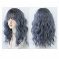 Women's Wool Long Hair With Bangs Natural Fluffy Wig, Pink Brown (Brown On Top) 54CM, Haze Blue (Black On Top ) 54CM, Cold Brown 54CM, Black Brown 54CM
