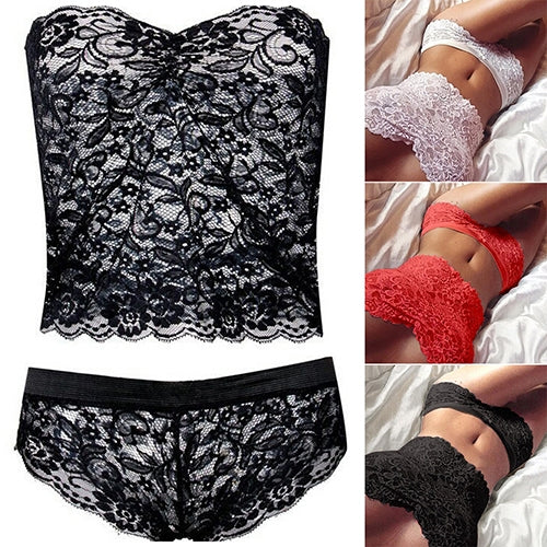 Corset Lace Brassiere Push Up Vest Top Bra and Panty Set Underwear Set, S, M, XL