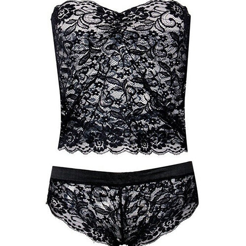 Corset Lace Brassiere Push Up Vest Top Bra and Panty Set Underwear Set, S, M, XL