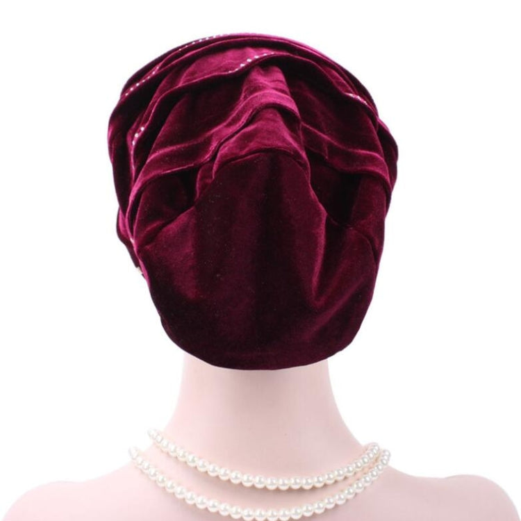 Pleuche Rhinestone Turban Hat Stacking Hat, Adjustable