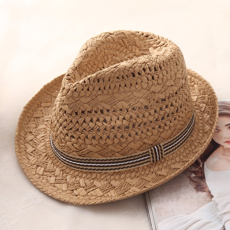 British Style Summer Straw Weaving Panama Beach Sun Hat, Children's Models (53-54cm