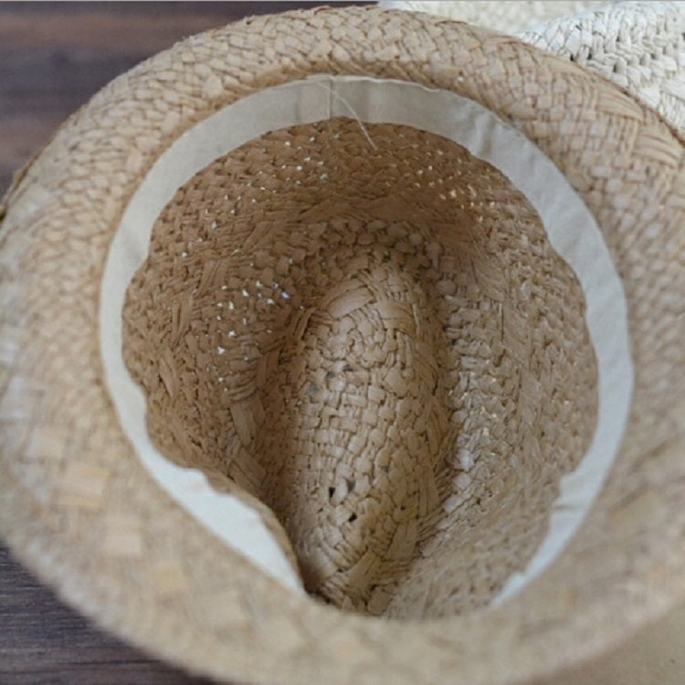 British Style Summer Straw Weaving Panama Beach Sun Hat, Children's Models (53-54cm