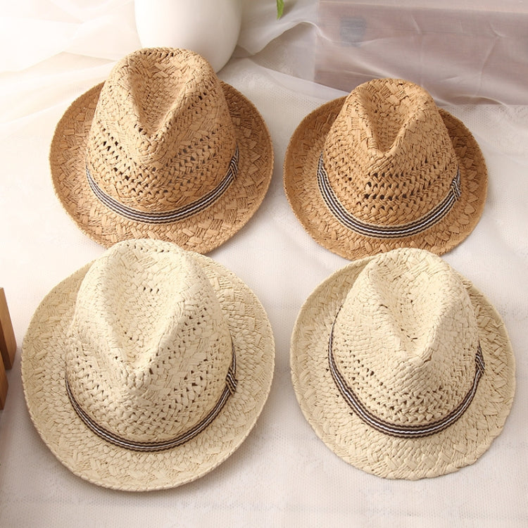 British Style Summer Straw Weaving Panama Beach Sun Hat, Children's Models (53-54cm