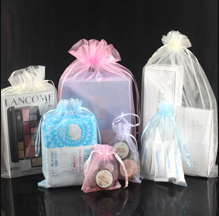 100 PCS Gift Bags Jewelry Organza Bag Wedding Birthday Party Drawable Pouches, 20x30cm