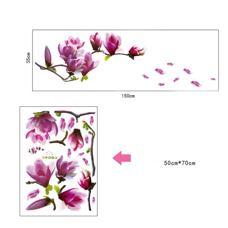 Creative PVC Magnolia DecalsWallpaper Removable DIY Art Home Decoration, Magnolia