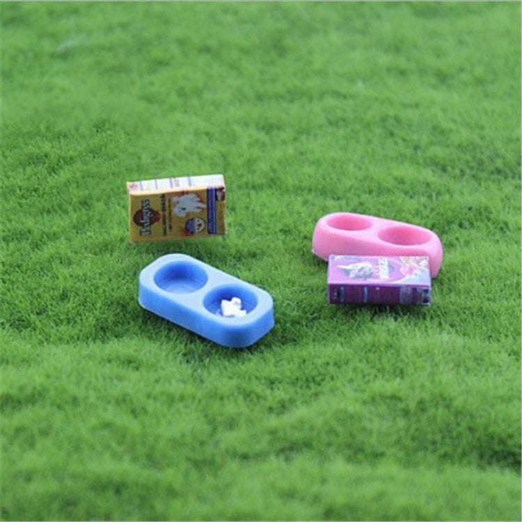 Doll House Mini Dog Cat Pet Food with Plate Simulation Furniture Model Toys