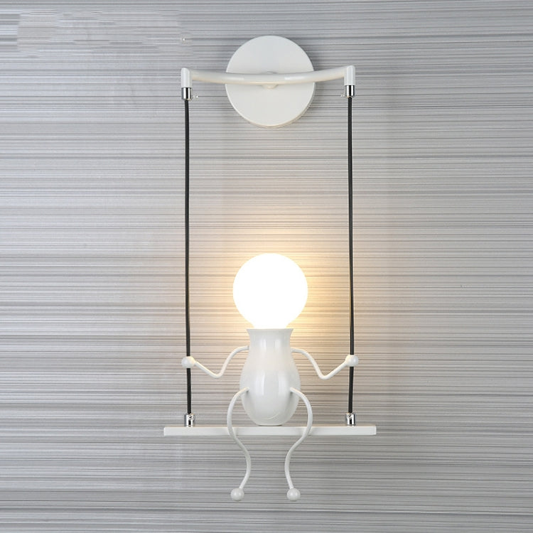 E27 LED Personality Creative Retro Wrought Iron Villain Wall Lamp without Bulb, White, Red, Black