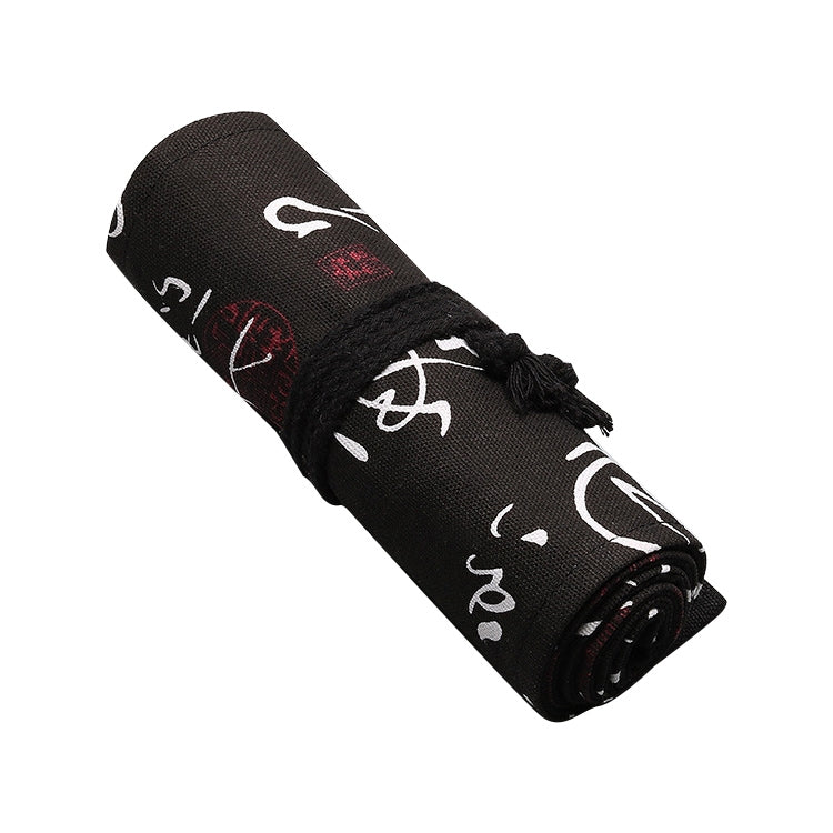 Calligraphy Cute Canvas Roll School Pencil Case Pencilcase Student Pen Bag Stationery Pouch Supplies