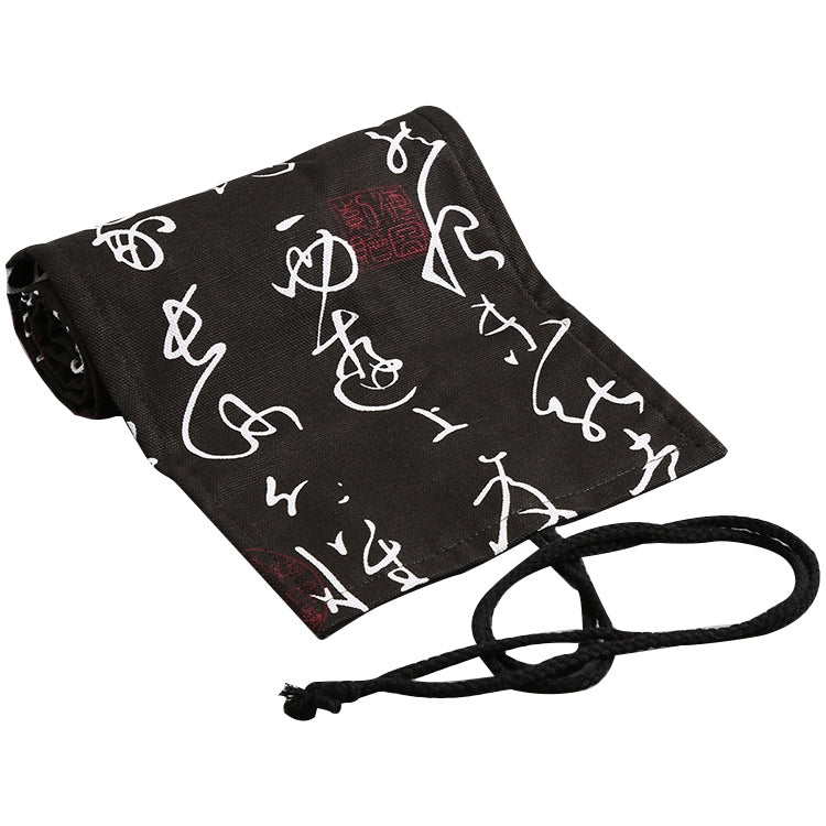 Calligraphy Cute Canvas Roll School Pencil Case Pencilcase Student Pen Bag Stationery Pouch Supplies