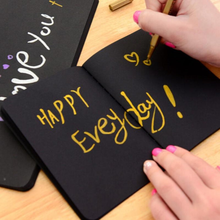 Sketchbook Diary Drawing Painting Graffiti Soft Cover Black Paper Sketch Book Notebook Office School Supplies Gift, S 56K, M 32K, L 16K